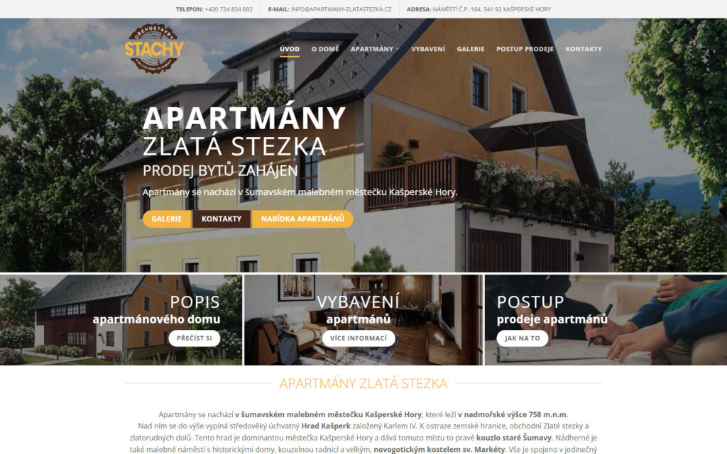 Návrh a tvorba e-shopu Apartmány Zlatá stezka