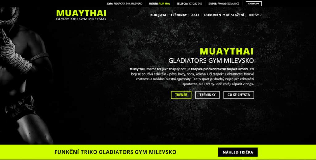 Návrh a tvorba e-shopu Gladiators gym Milevsko