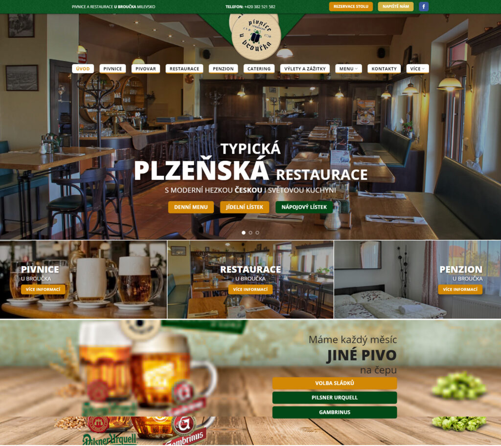 Návrh a tvorba e-shopu Pivnice a Restaurace U Broučka