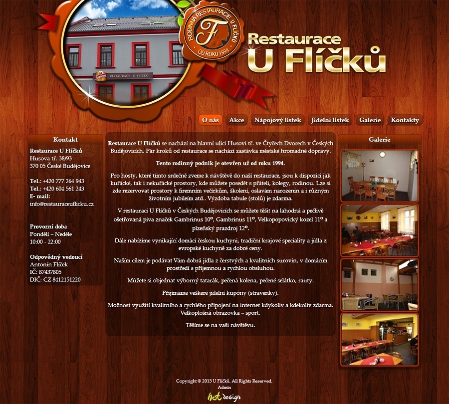 Návrh a tvorba webových stránek
 Restaurace U Flíčků