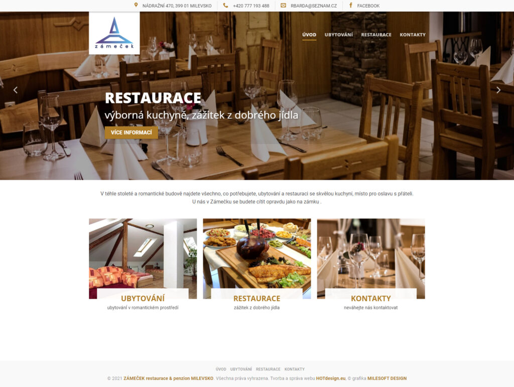 Návrh a tvorba e-shopu ZÁMEČEK restaurace & penzion