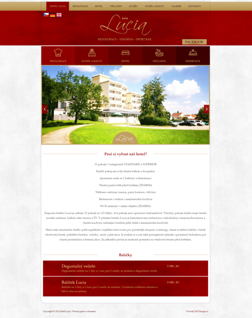 Návrh a tvorba e-shopu Hotel Lucia – Veselí nad Lužnicí