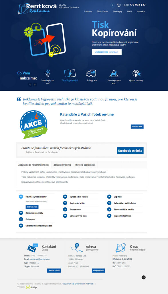 Návrh a tvorba e-shopu Reklama Rentková