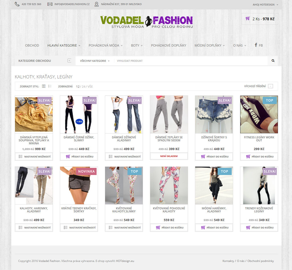 Návrh a tvorba e-shopu Vodadel Fashion