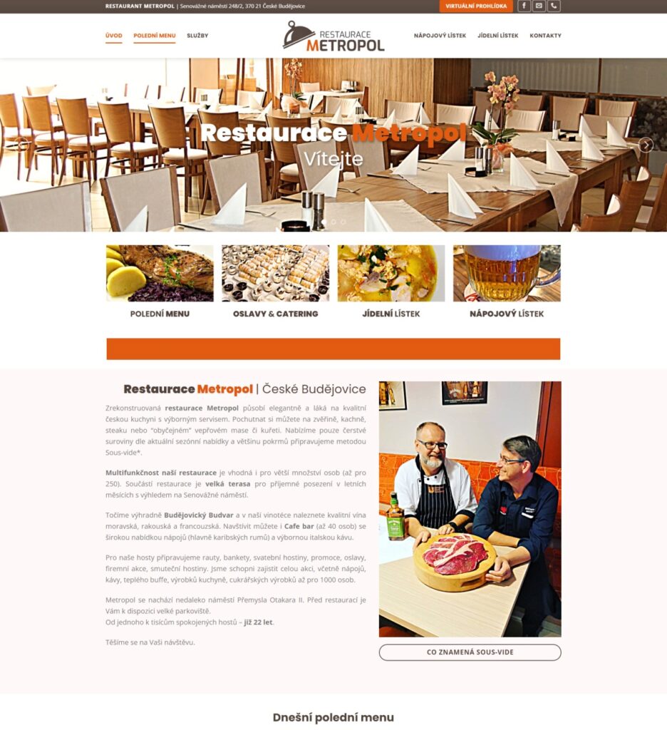 Návrh a tvorba e-shopu Restaurace Metropol